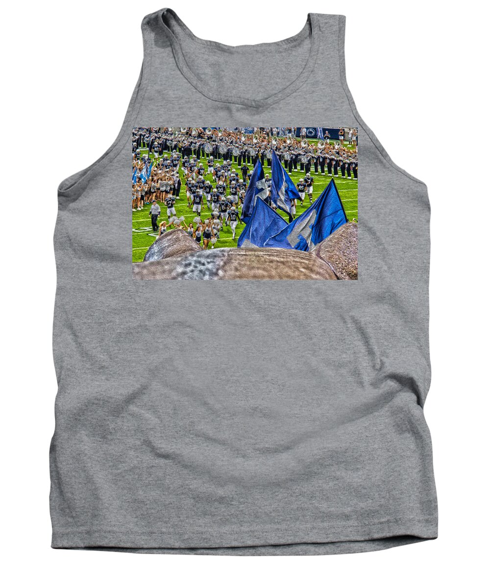 Football Tank Top featuring the photograph Lion watching the entrance by Tom Gari Gallery-Three-Photography