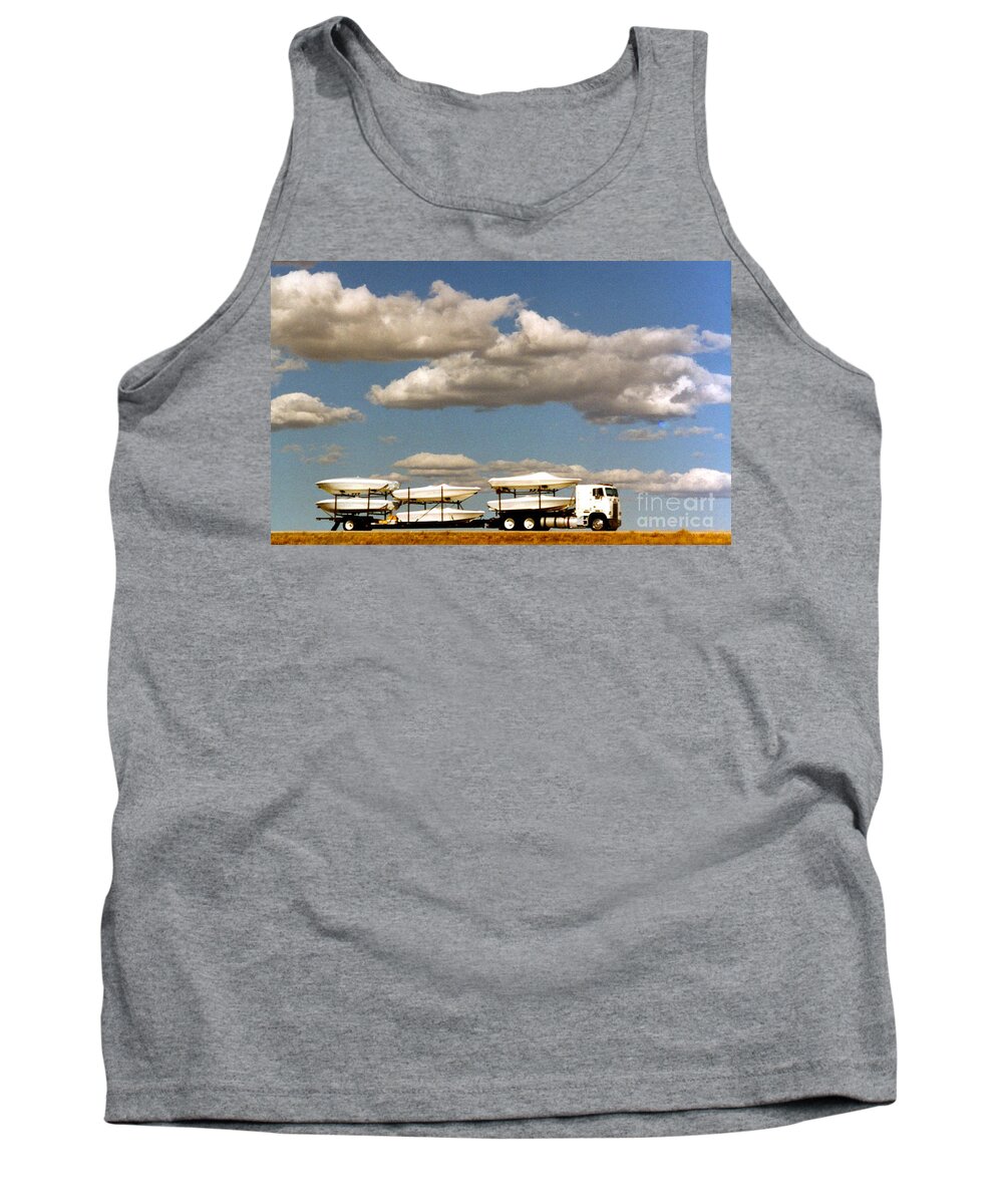 Truck Tank Top featuring the photograph Headed Home for Halloween Loaded Truck in the Clouds by Phyllis Kaltenbach