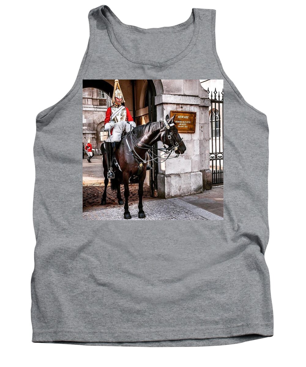 Horse Tank Top featuring the photograph London, Palace Guard by Aleck Cartwright