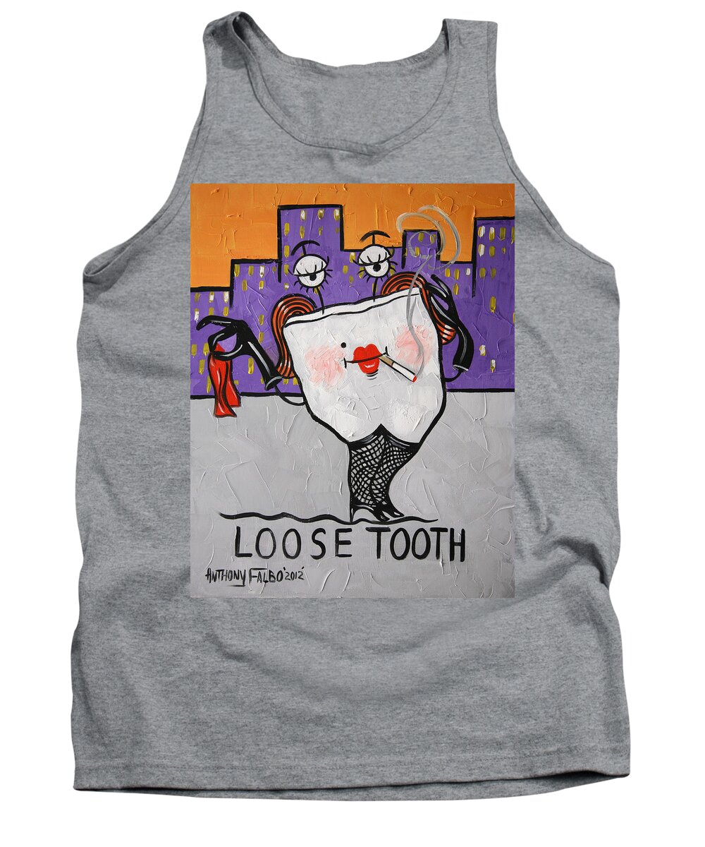  Loose Tooth Framed Prints Tank Top featuring the painting Loose Tooth by Anthony Falbo