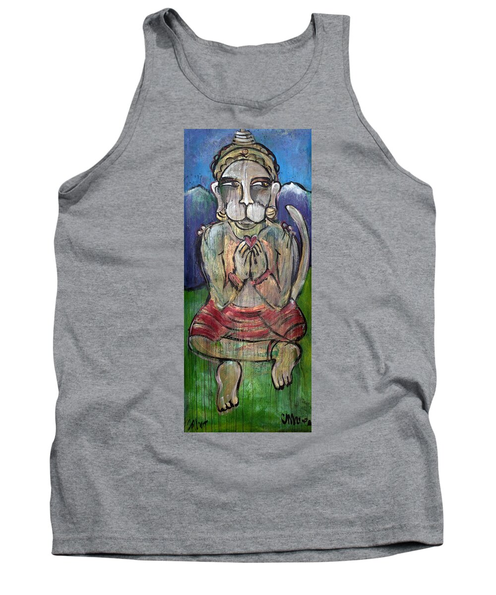 Hanuman Tank Top featuring the painting Love For Hanuman by Laurie Maves ART