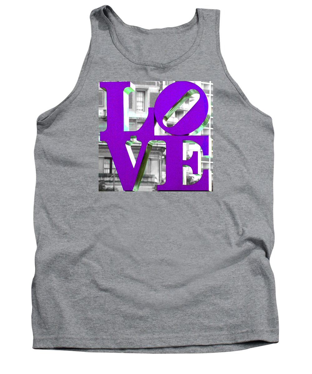 Love Philadelphia Pink Tank Top featuring the photograph LOVE Philadelphia Purple by Terry DeLuco