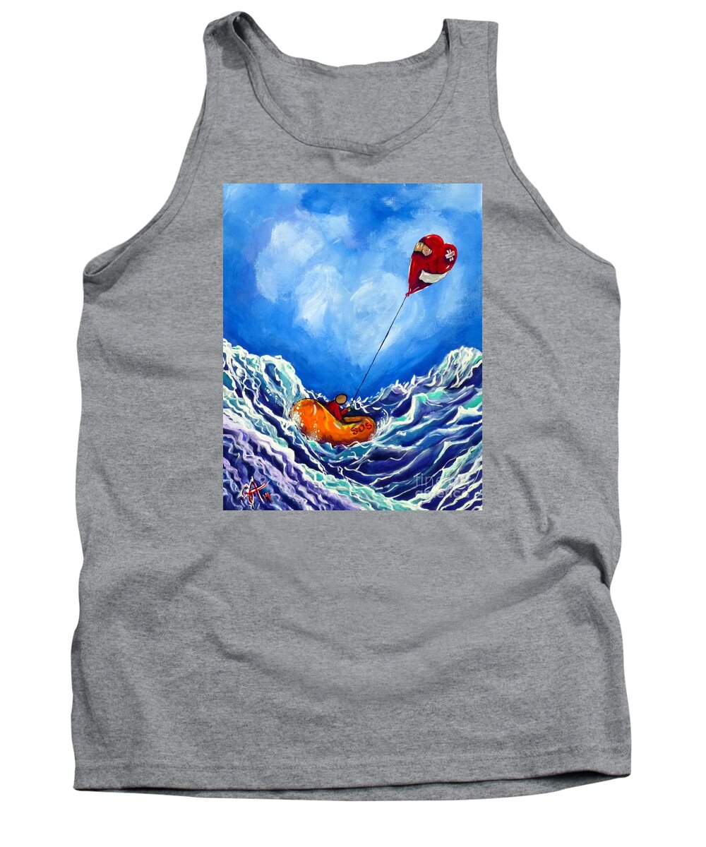 Love Tank Top featuring the painting Love's Castaway by Jackie Carpenter