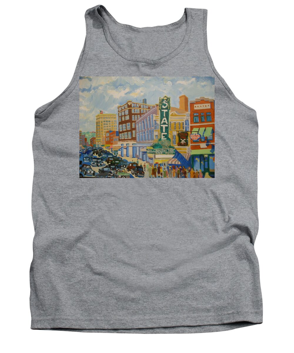 Sioux Falls Tank Top featuring the painting Main Street by Rodger Ellingson