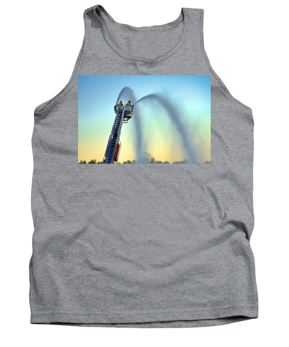 Fireman Tank Top featuring the photograph Mainstream at Sunset by Leeon Photo