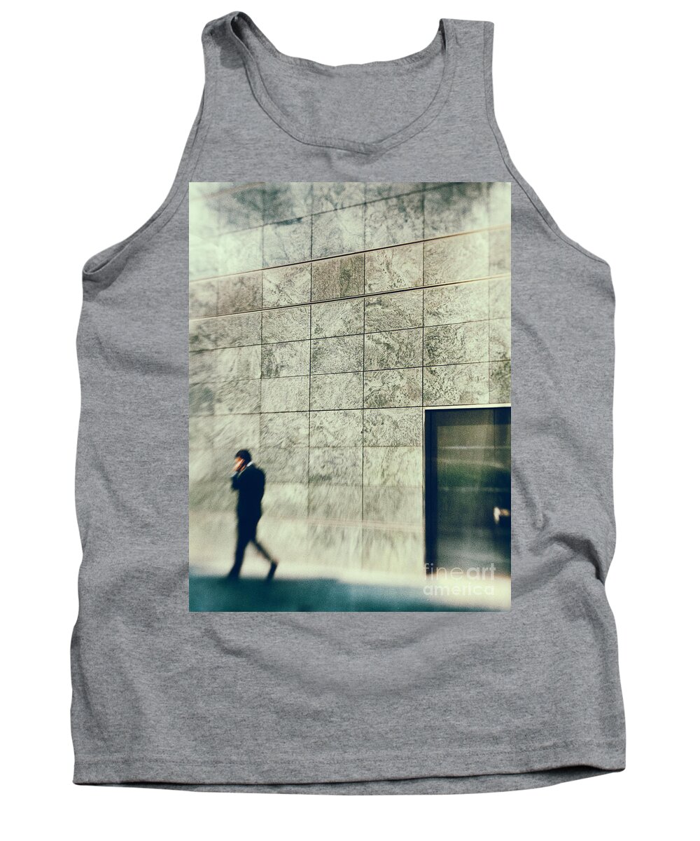Architecture Tank Top featuring the photograph Man with cell phone by Silvia Ganora