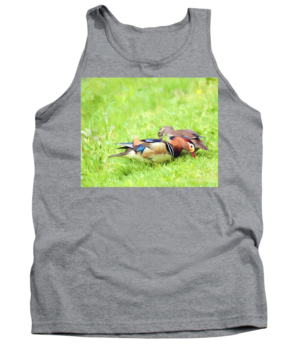 Mandarin Duck Tank Top featuring the photograph Mandarin Duck Couple by Kerri Farley