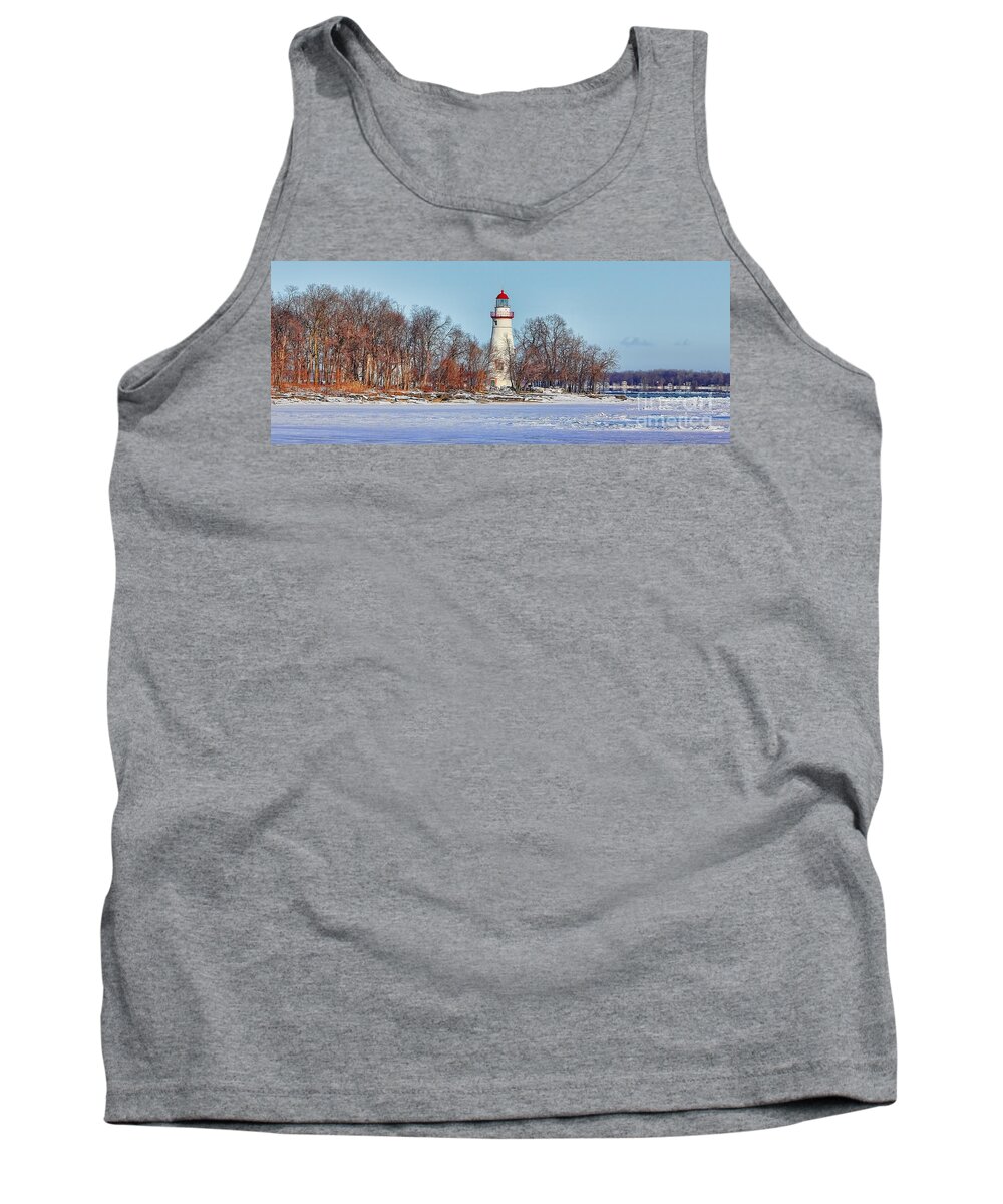 Marblehead Lighthouse Tank Top featuring the photograph Marblehead Lighthouse in Winter by Jack Schultz