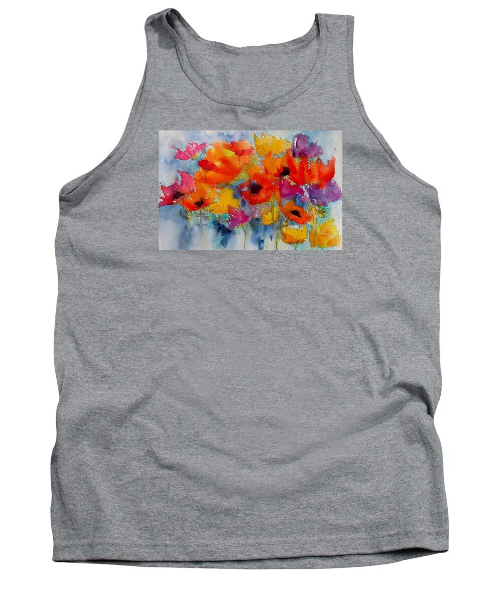 Floral Watercolor Tank Top featuring the painting Marianne's Garden by Anne Duke