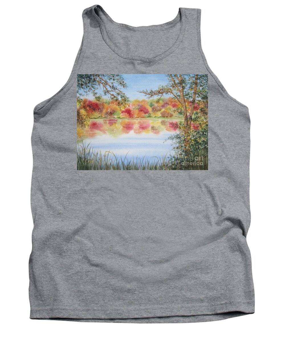 Landscape Tank Top featuring the painting Marshall's Pond by Deborah Ronglien