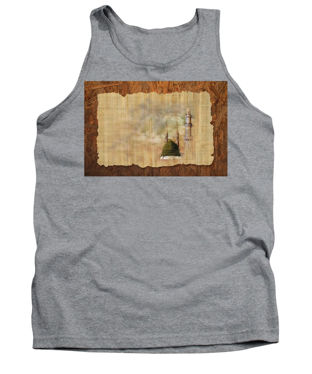 Caligraphy Tank Top featuring the painting Masjid e Nabwi 01 by Catf
