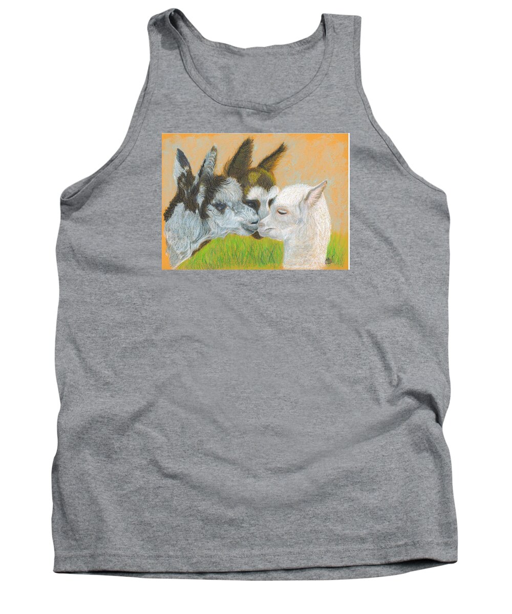 Alpaca Tank Top featuring the drawing Meeting Uncle Al by Carol Wisniewski