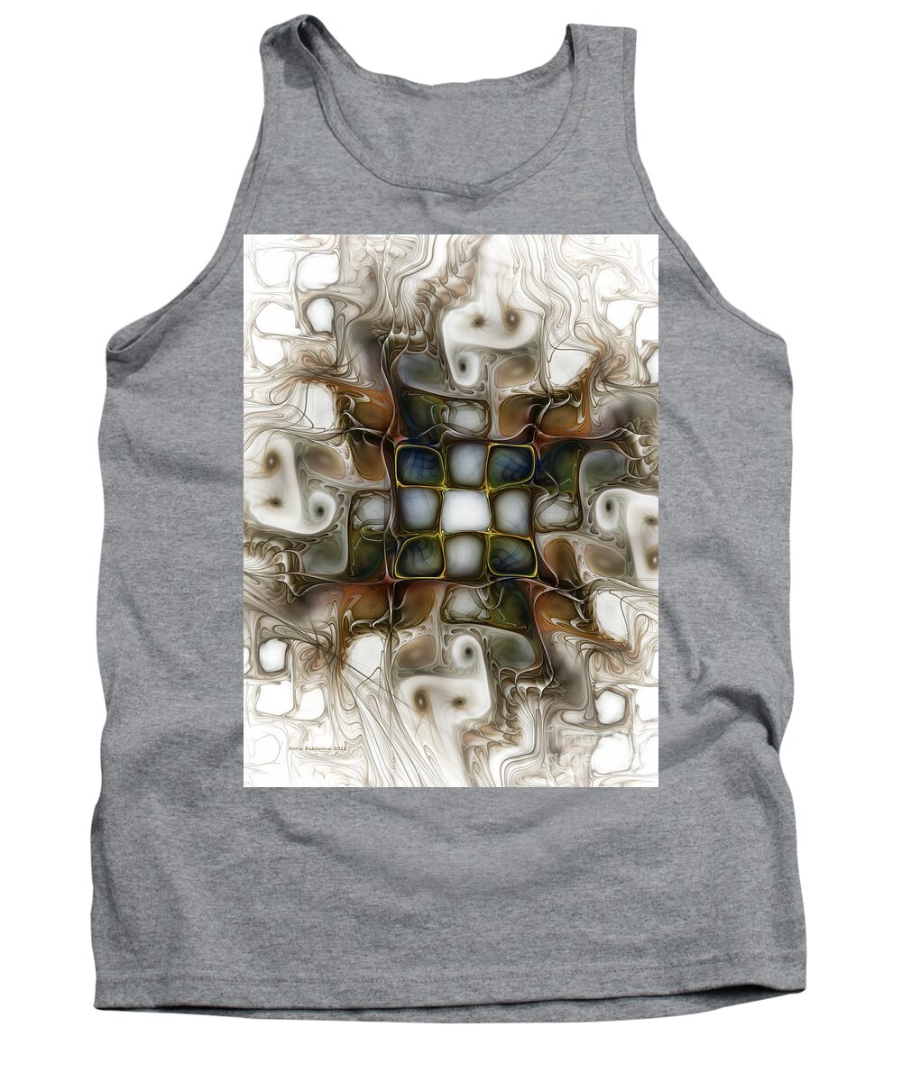 Abstract Tank Top featuring the digital art Memory Boxes-Fractal Art by Karin Kuhlmann