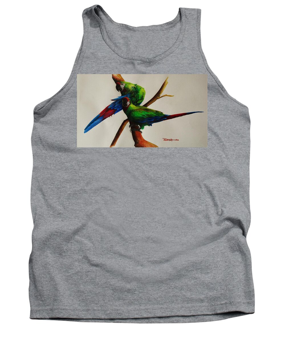 Paintings Tank Top featuring the painting Military Macaws by Dana Newman