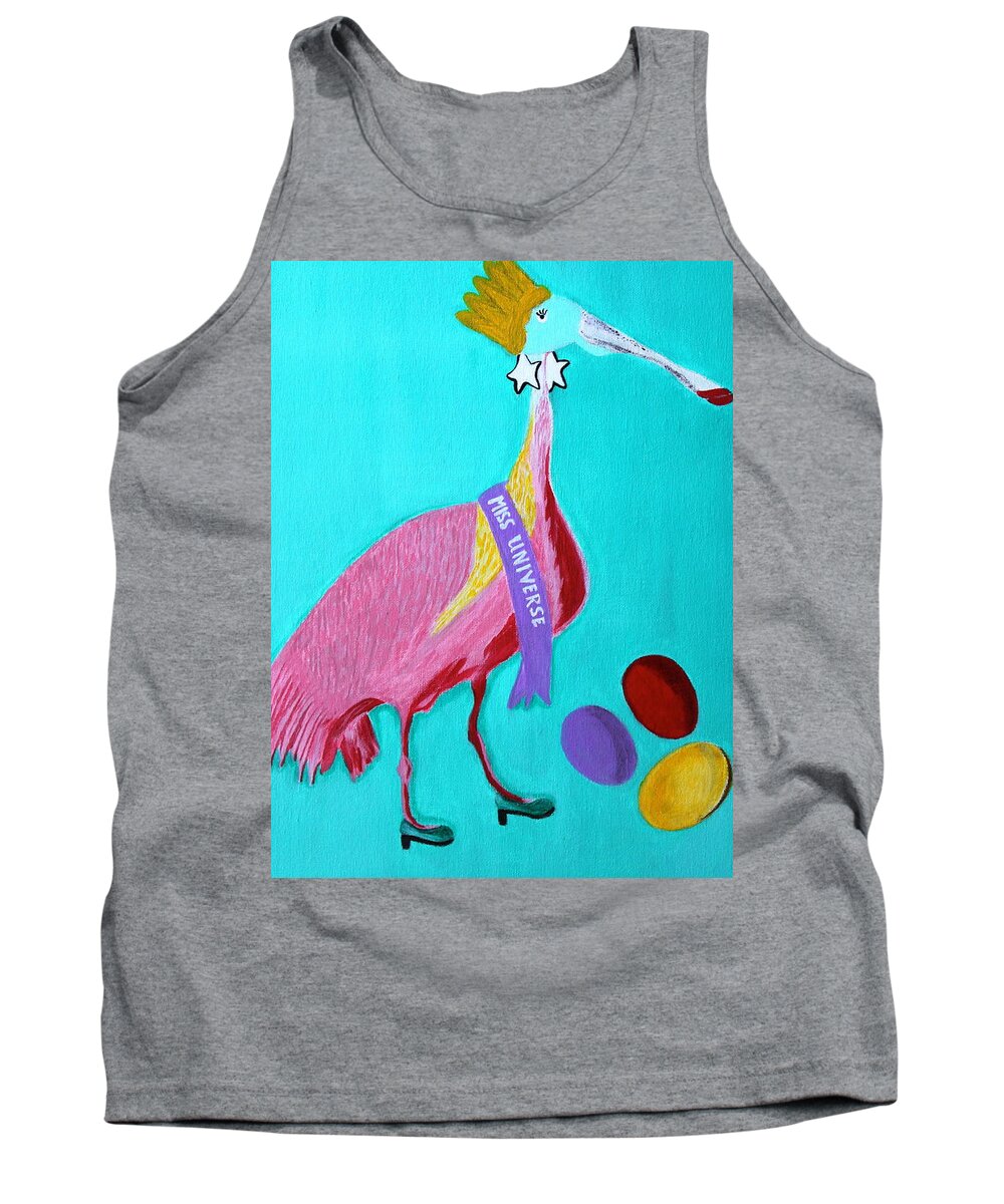 Caricature Tank Top featuring the painting Miss Universe by Lorna Maza