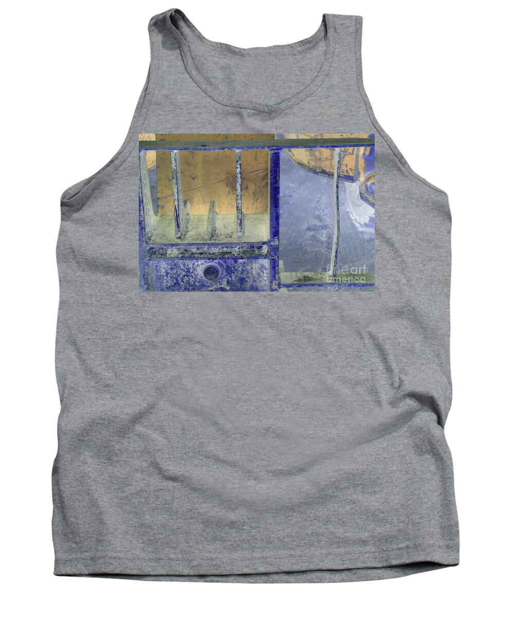 Equipment Tank Top featuring the photograph Missing Middle Bar Left Horizontal Peach and Purple by Heather Kirk