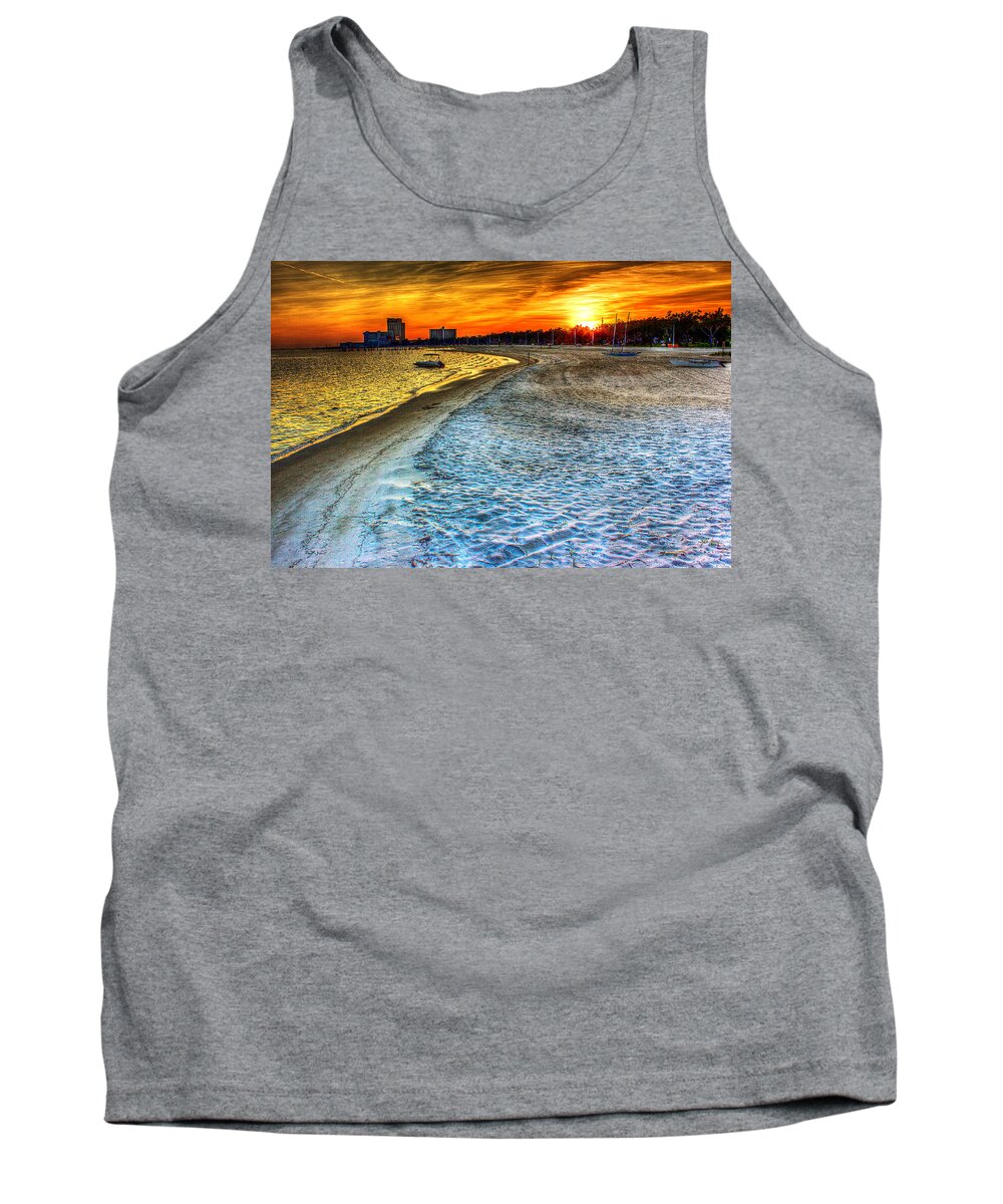 Mississippi Gold Tank Top featuring the photograph Beach - Coastal - Sunset - Mississippi Gold by Barry Jones