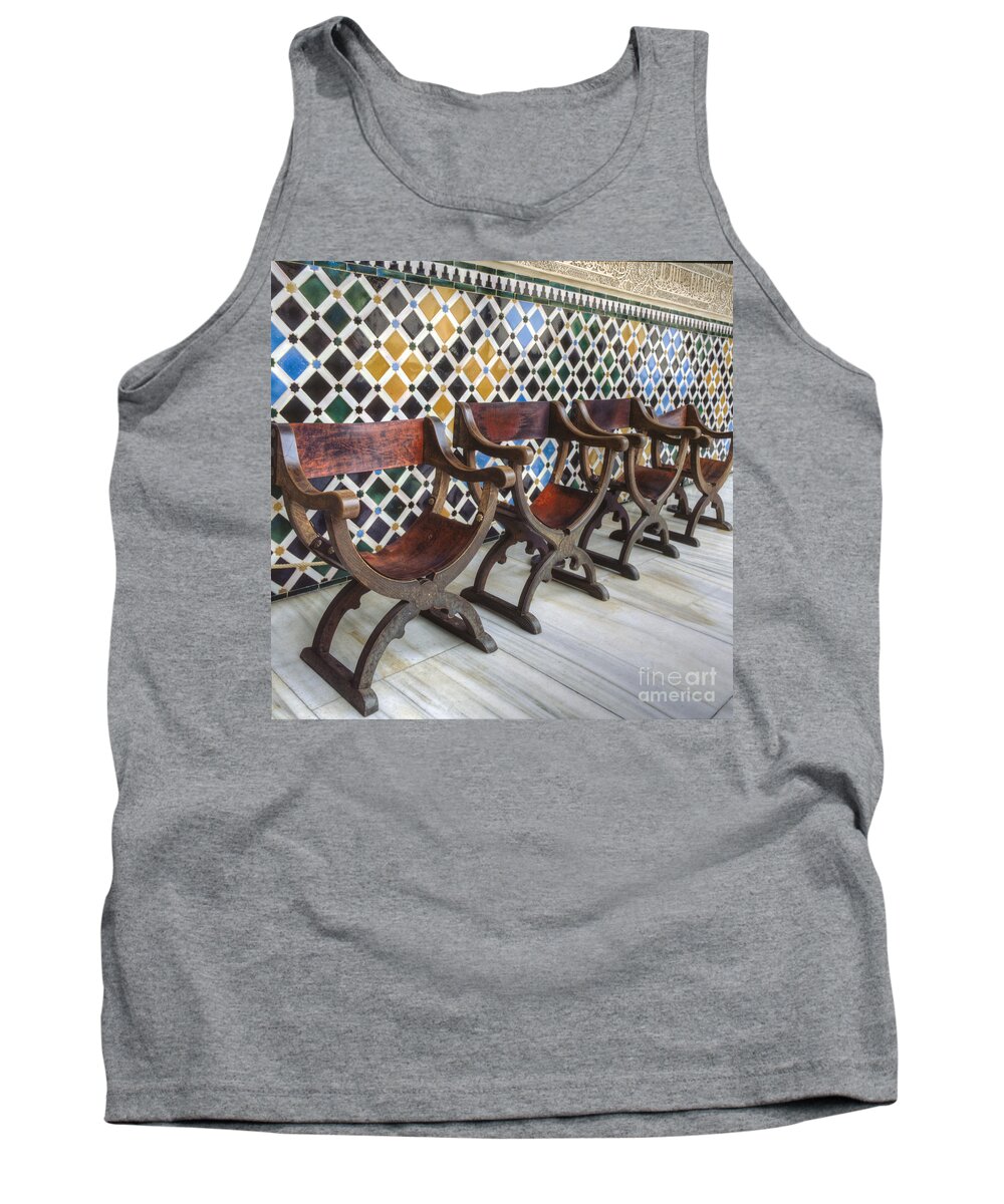 Heiko Tank Top featuring the photograph Moorish Tile Work at the Alhambra by Heiko Koehrer-Wagner
