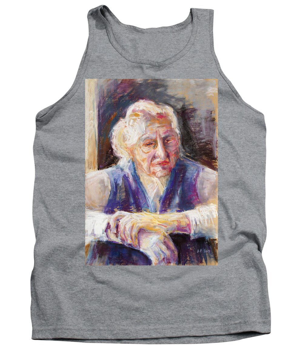 Barbara Pommerenke Tank Top featuring the painting Mrs K. Remembering by Barbara Pommerenke