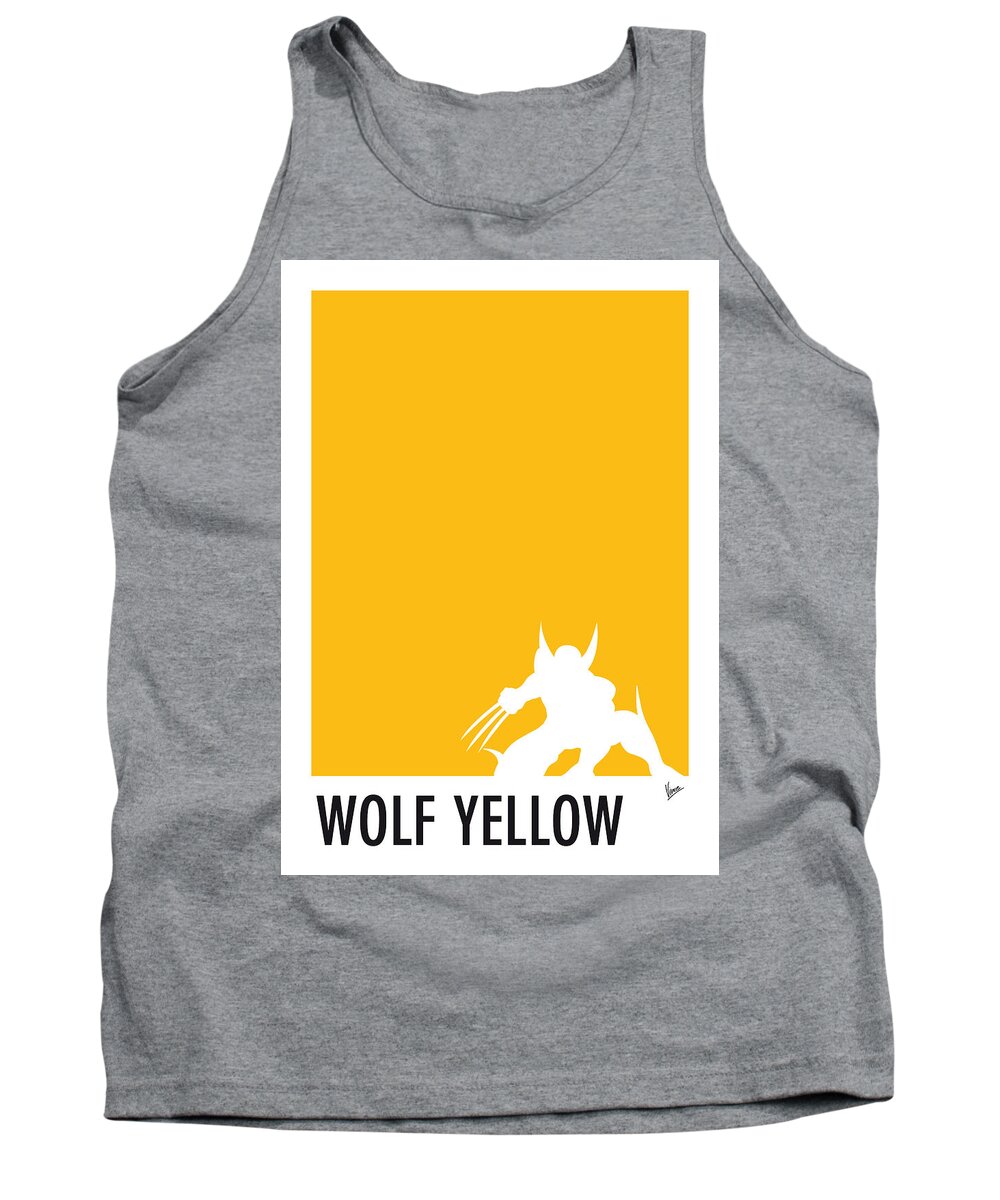 Superhero 05 Wolf Yellow Tank Top featuring the digital art My Superhero 05 Wolf Yellow Minimal poster by Chungkong Art