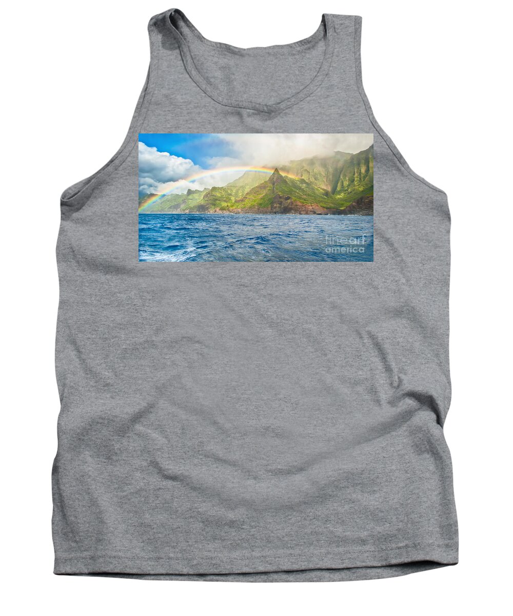Rainbow Tank Top featuring the photograph Na Pali Coast Rainbow by Eye Olating Images