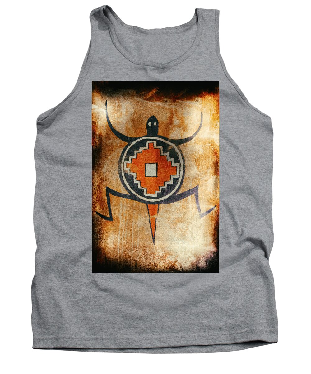 Indian Tank Top featuring the photograph Native American Turtle Pictograph by Jo Ann Tomaselli