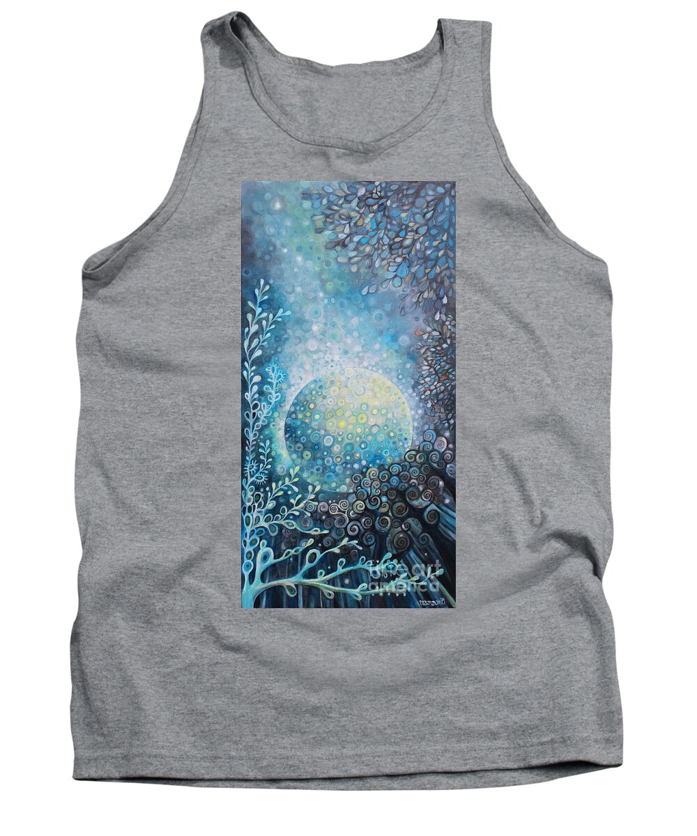 Moon Tank Top featuring the painting New Moon Rise 1 by Manami Lingerfelt