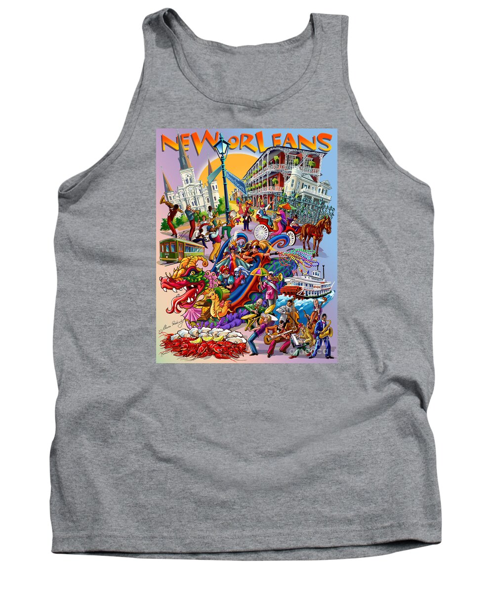 New Orleans Tank Top featuring the digital art New Orleans in color by Maria Rabinky