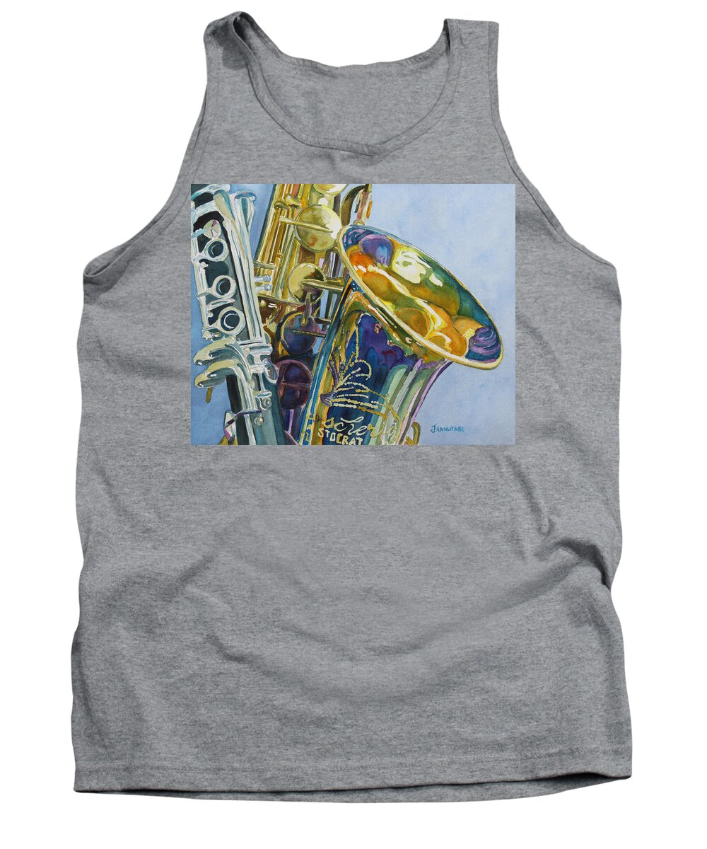 Jazz Tank Top featuring the painting New Orleans Reeds by Jenny Armitage