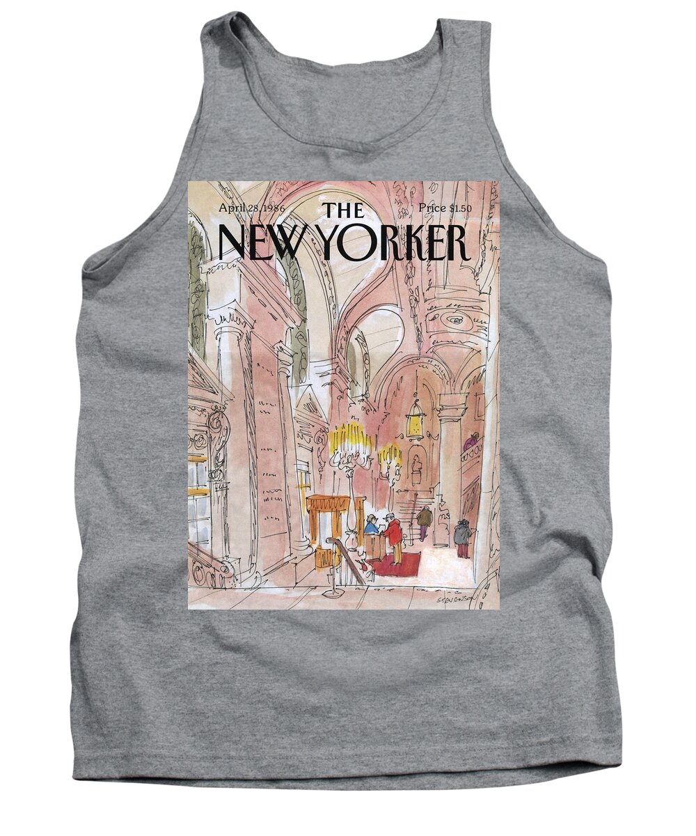 Architecture Tank Top featuring the painting New Yorker April 28th, 1986 by James Stevenson