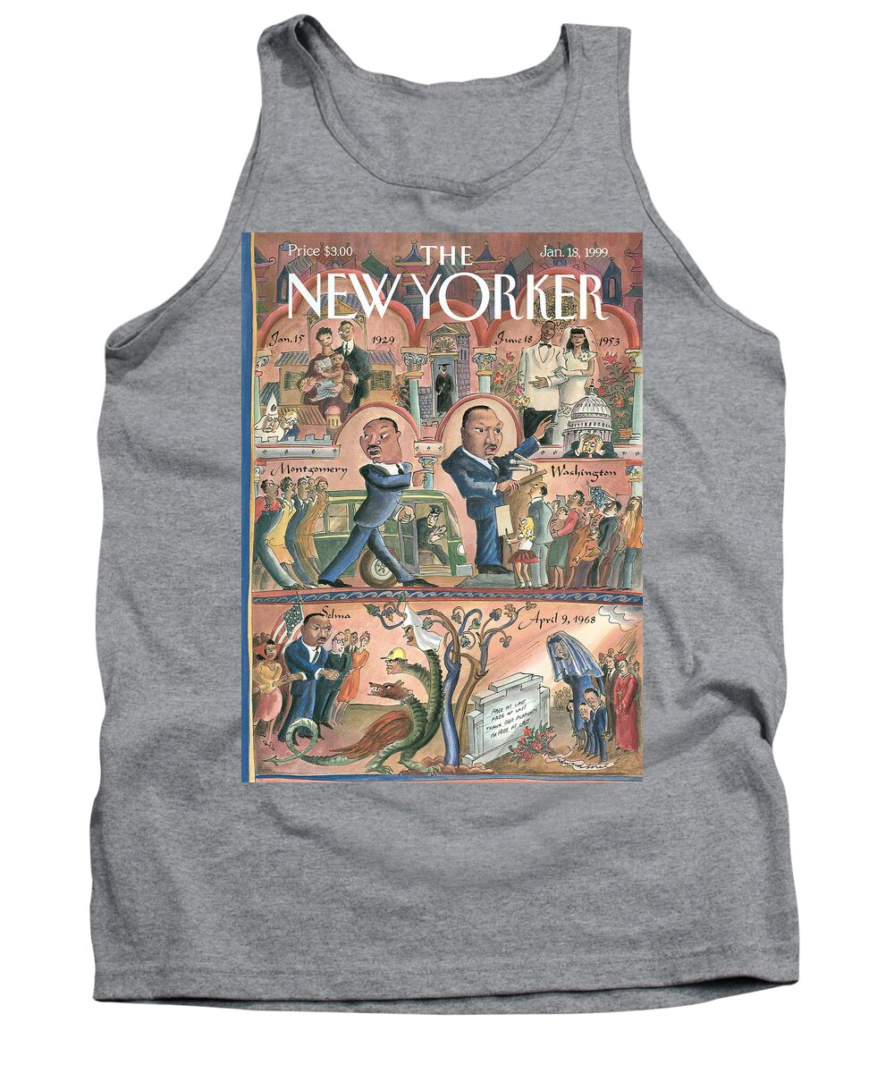 The Life Of Martin Luther King Tank Top featuring the painting New Yorker January 18th, 1999 by Edward Sorel