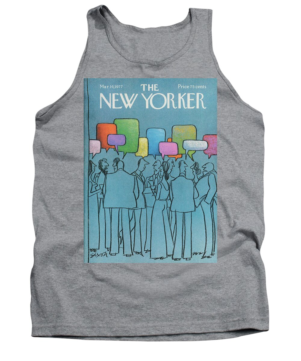 Party Tank Top featuring the painting New Yorker March 14th, 1977 by Charles Saxon