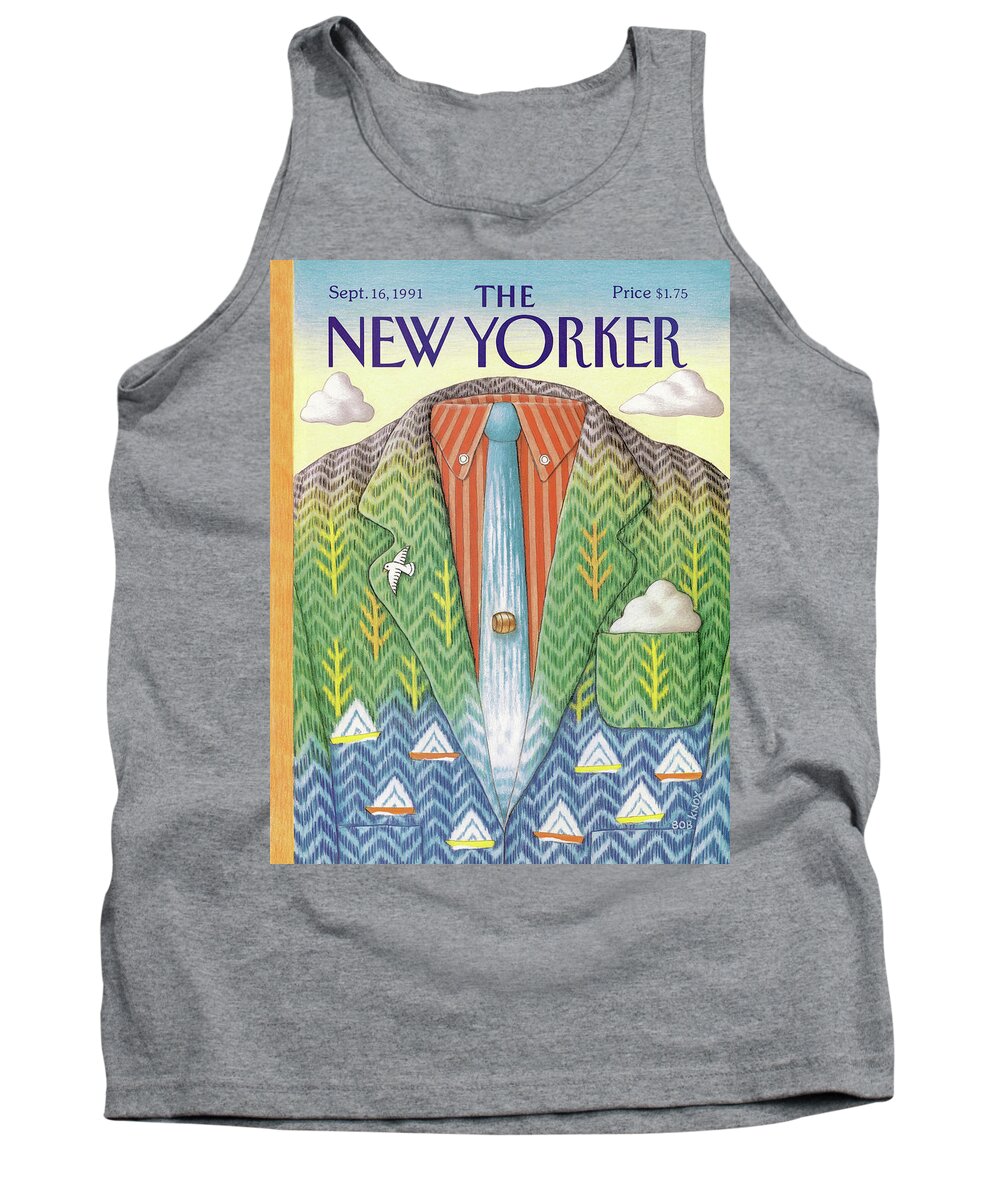 Tie Tack Tank Top featuring the painting New Yorker September 16th, 1991 by Bob Knox