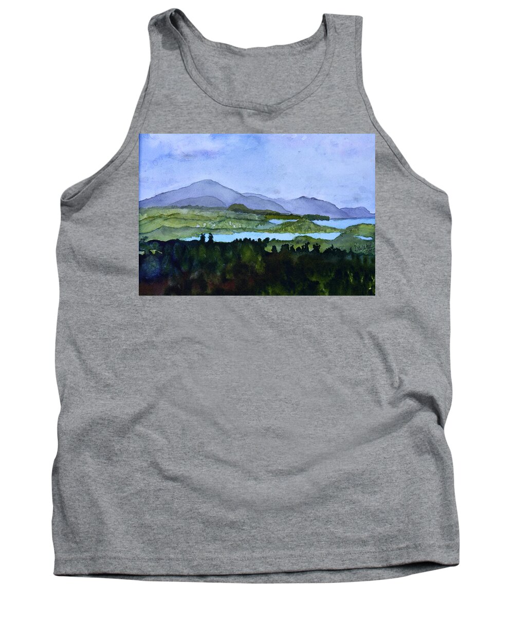 Newport Vt Tank Top featuring the painting Newport from Brownington Lookout by Donna Walsh