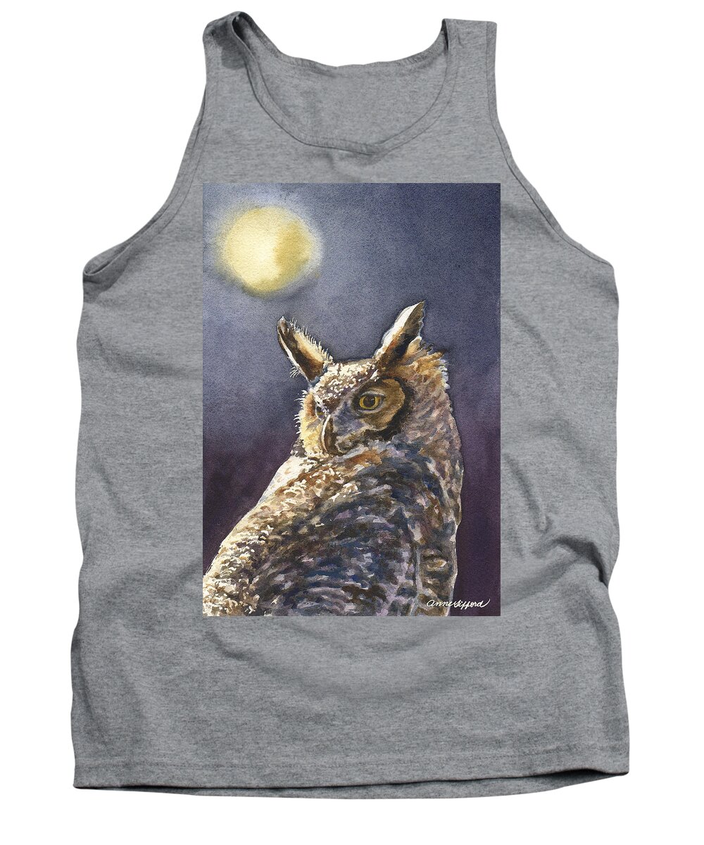 Owl Painting Tank Top featuring the painting Night Owl by Anne Gifford