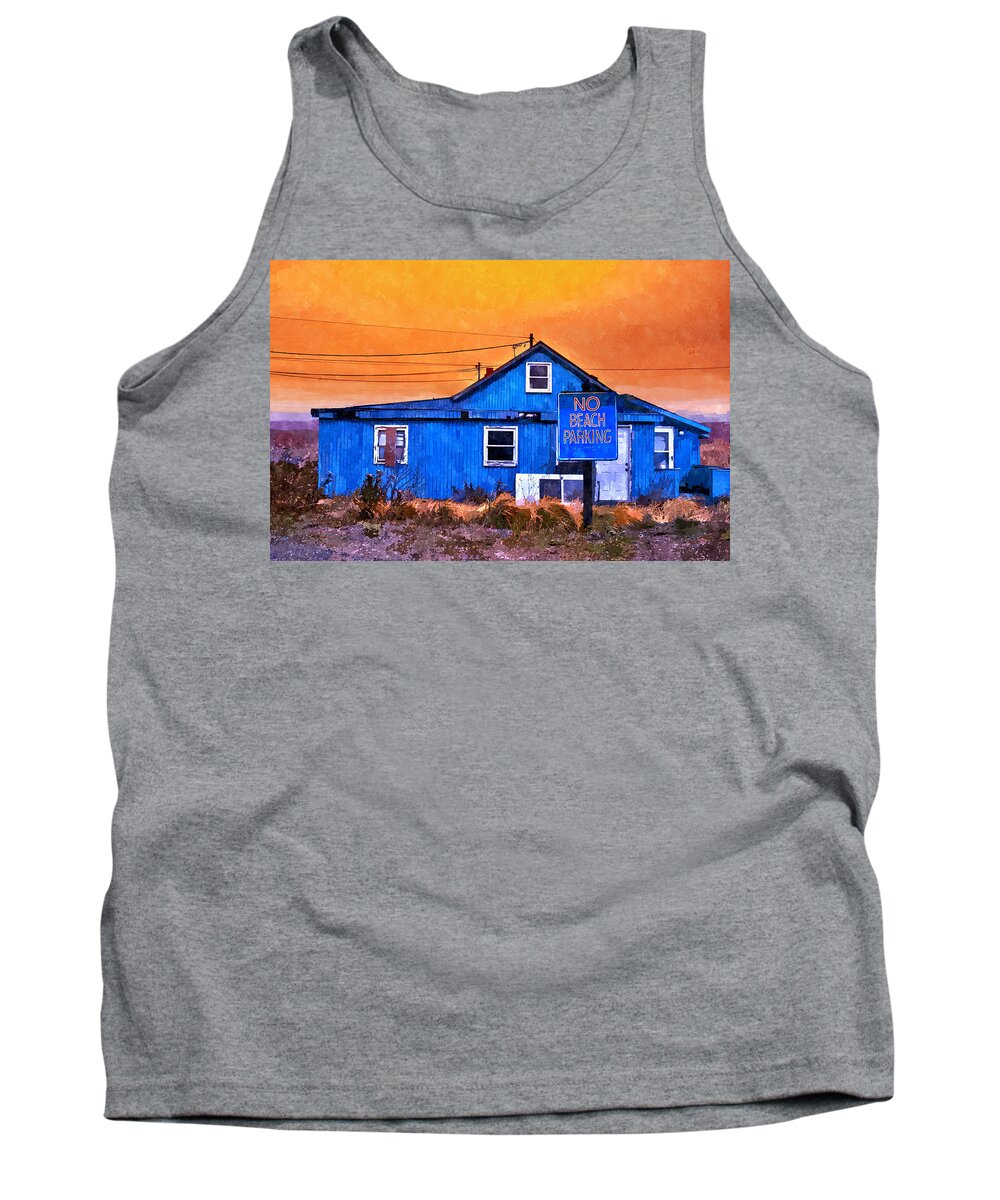 Beach Tank Top featuring the painting No Beach Parking by Rick Mosher