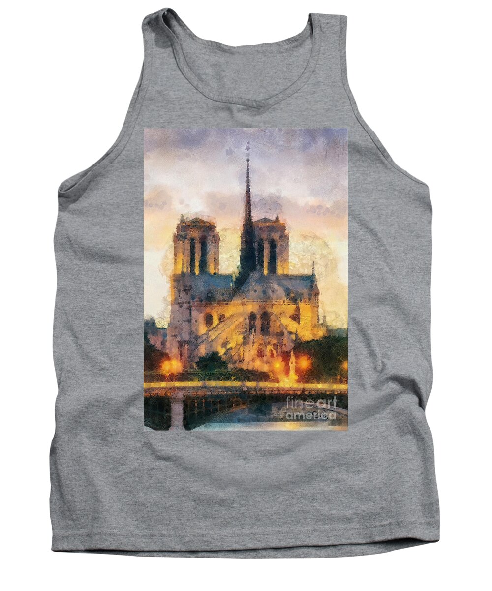 Notre Dame De Paris Tank Top featuring the painting Notre Dame de Paris by Mo T