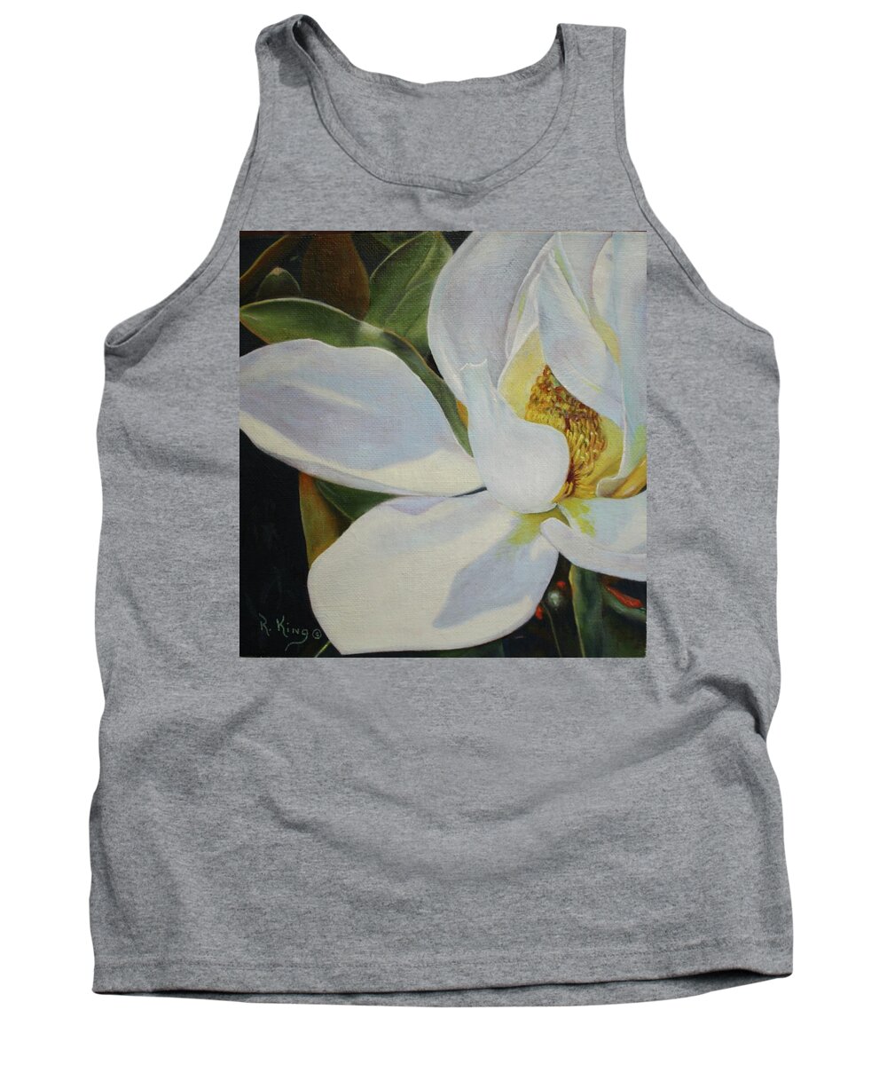 Roena King Tank Top featuring the painting Oil Painting - Sydney's Magnolia by Roena King
