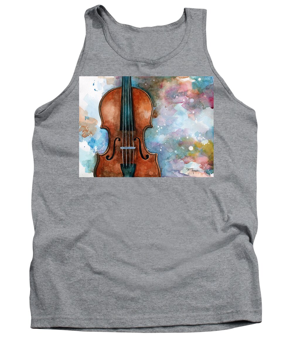 Violin Tank Top featuring the painting One Voice in the Cosmic Fugue by Sean Parnell