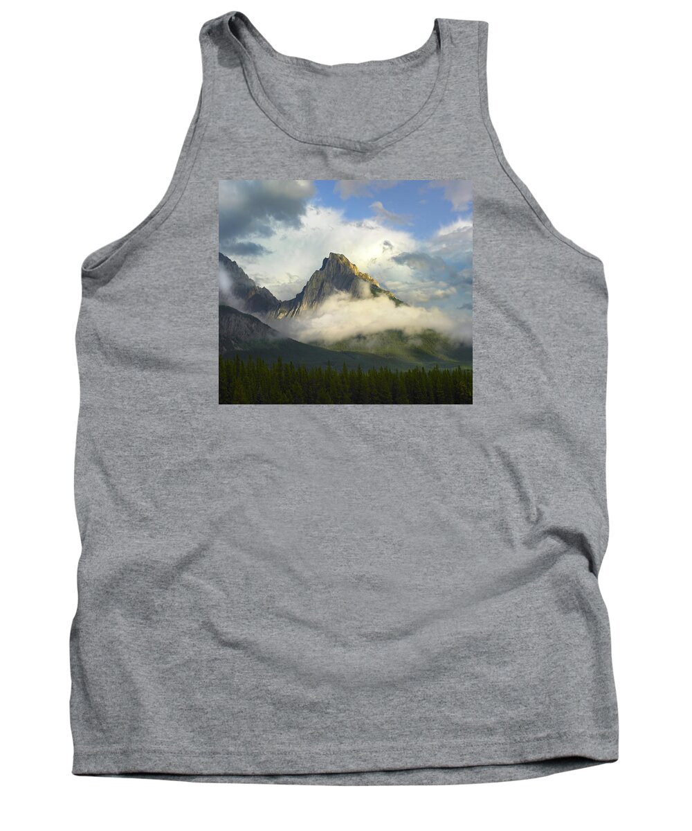 Feb0514 Tank Top featuring the photograph Opal Range In Fog Kananaskis Country by Tim Fitzharris