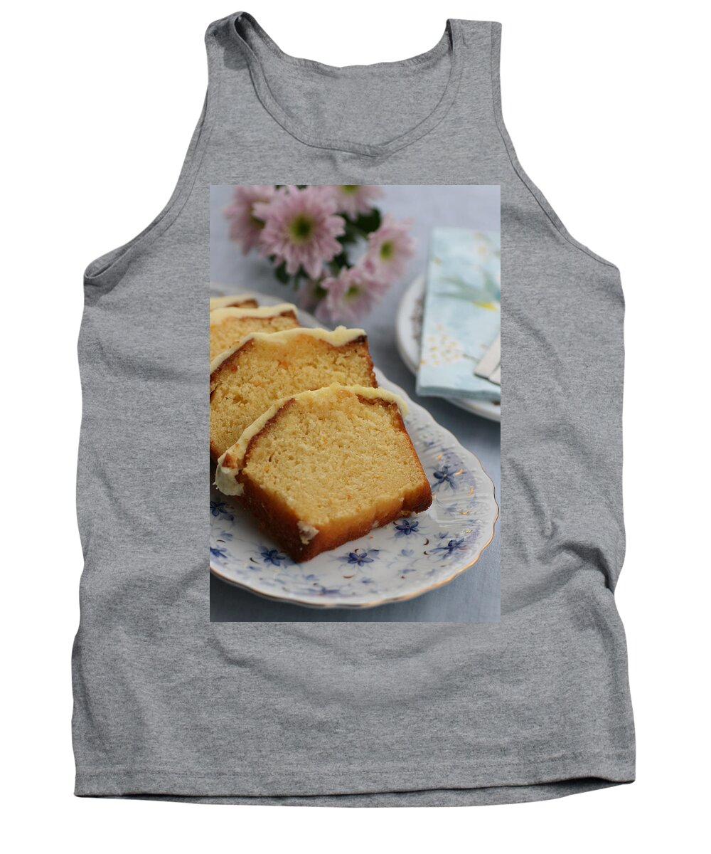 Still Life Tank Top featuring the photograph Orange Cake by Joy Watson