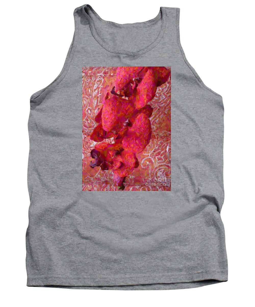 Orchid Tank Top featuring the photograph Orchid on Fabric by Barbie Corbett-Newmin