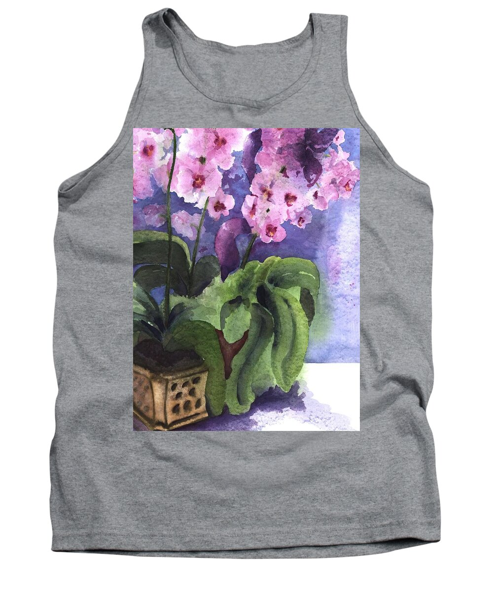 Orchids Tank Top featuring the painting Orchids in the Window by Maria Hunt