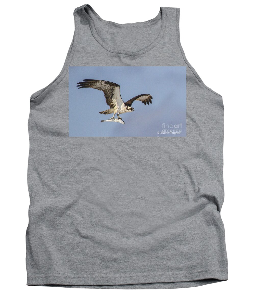 Osprey Tank Top featuring the photograph Osprey with dinner by Barbara Bowen