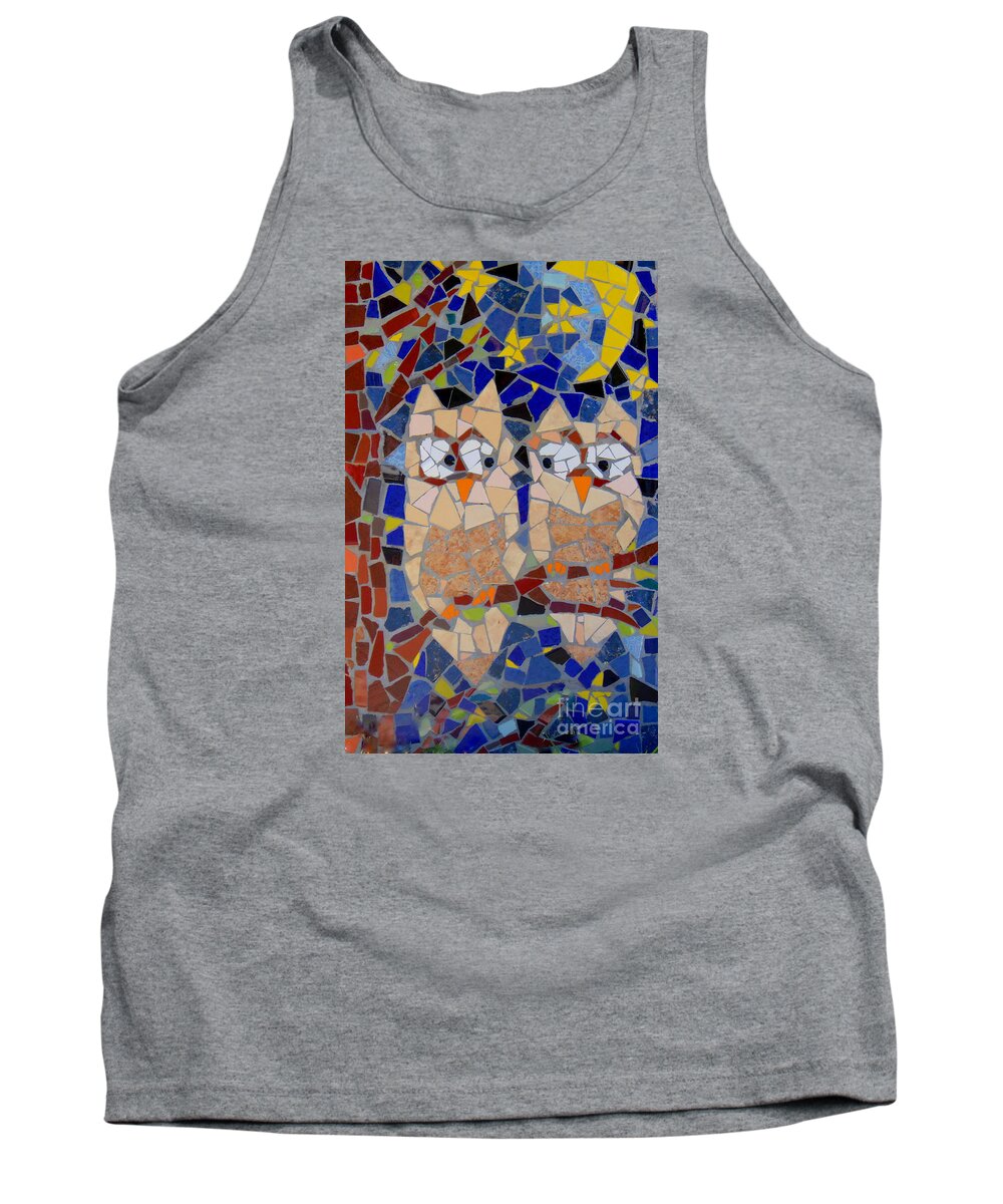 Owl Tank Top featuring the painting Owl Mosaic by Lou Ann Bagnall