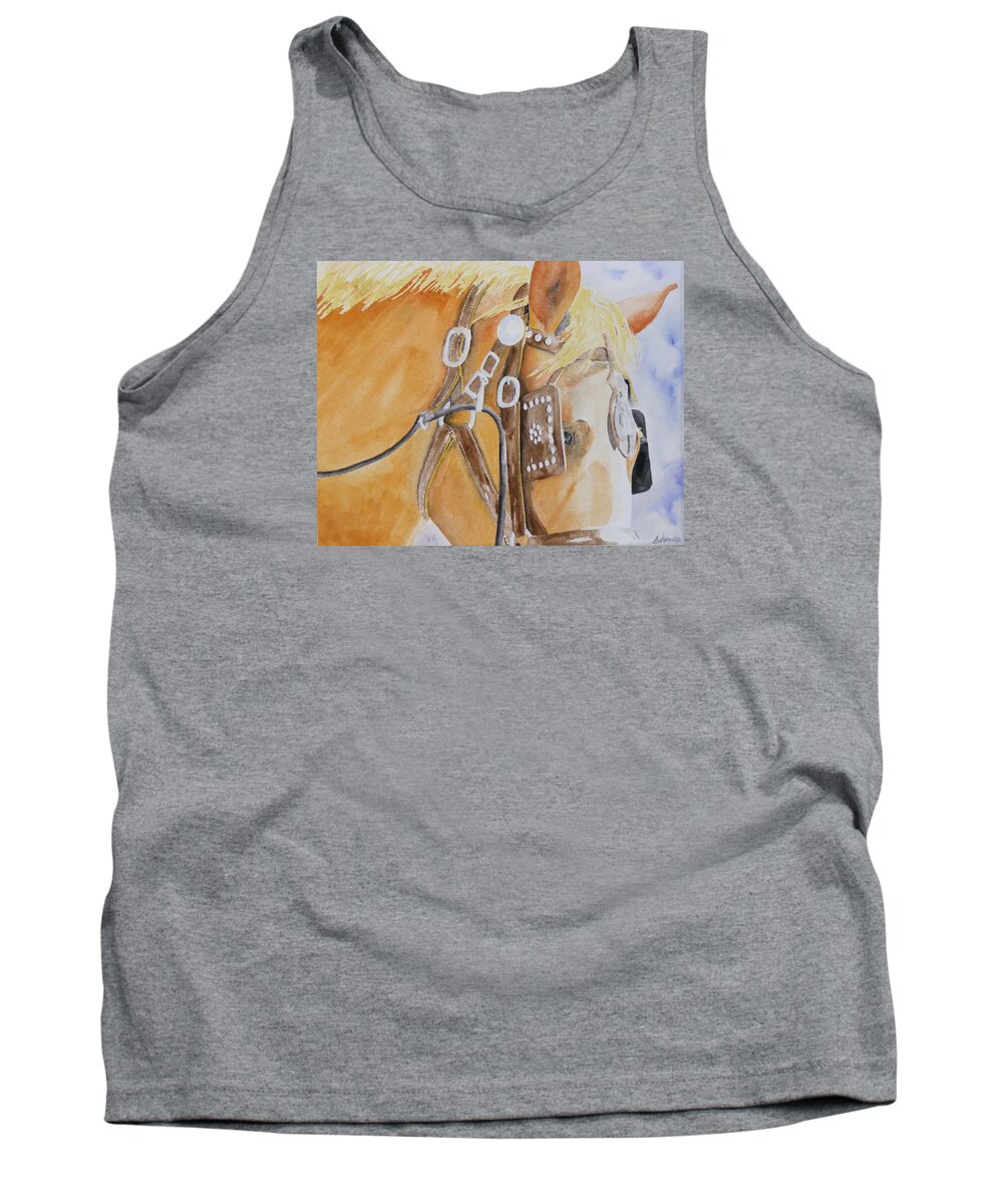 Palomino Tank Top featuring the painting Palomino at the Parade by Gary Thomas