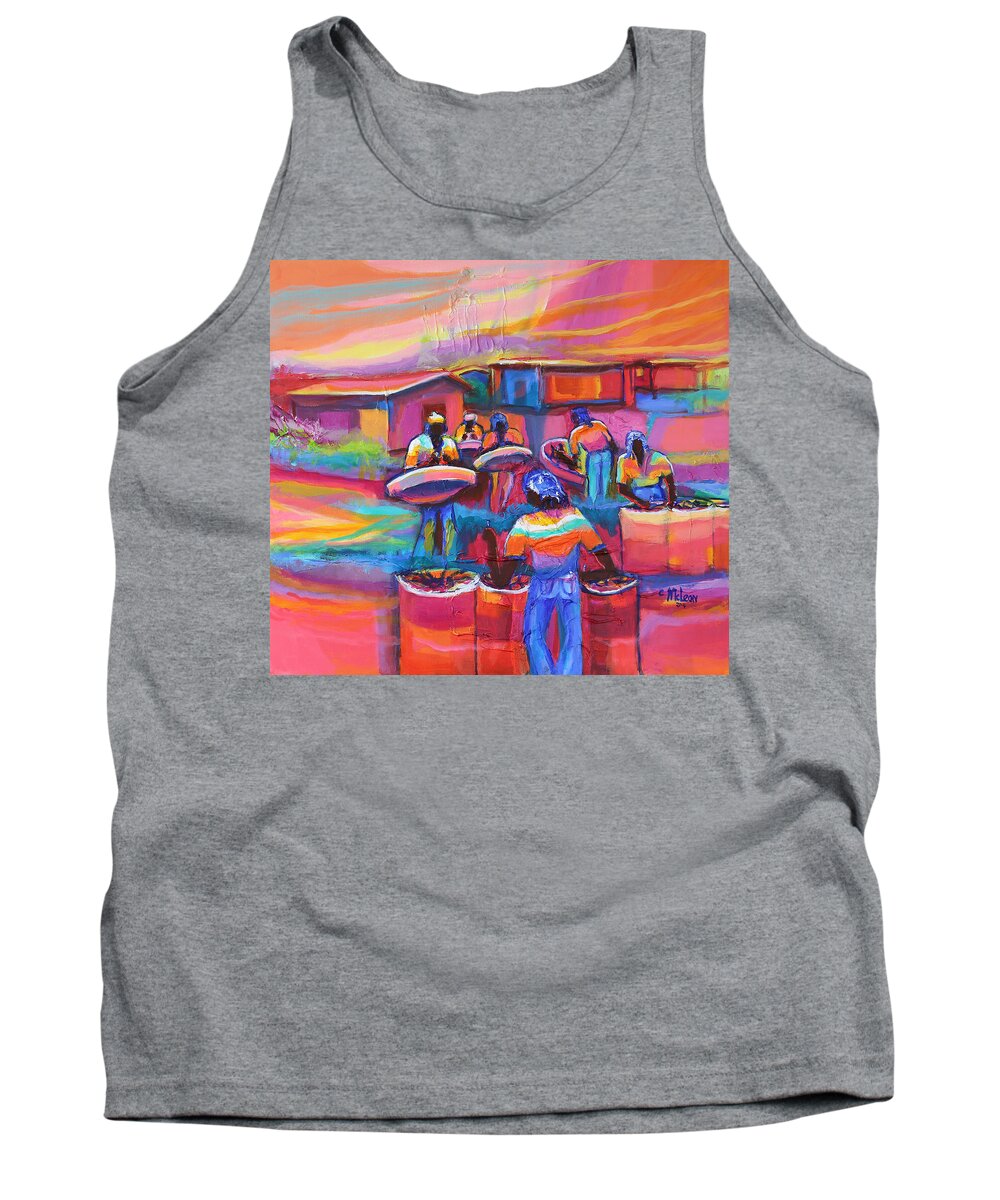 Abstract Tank Top featuring the painting Pan Yard by Cynthia McLean