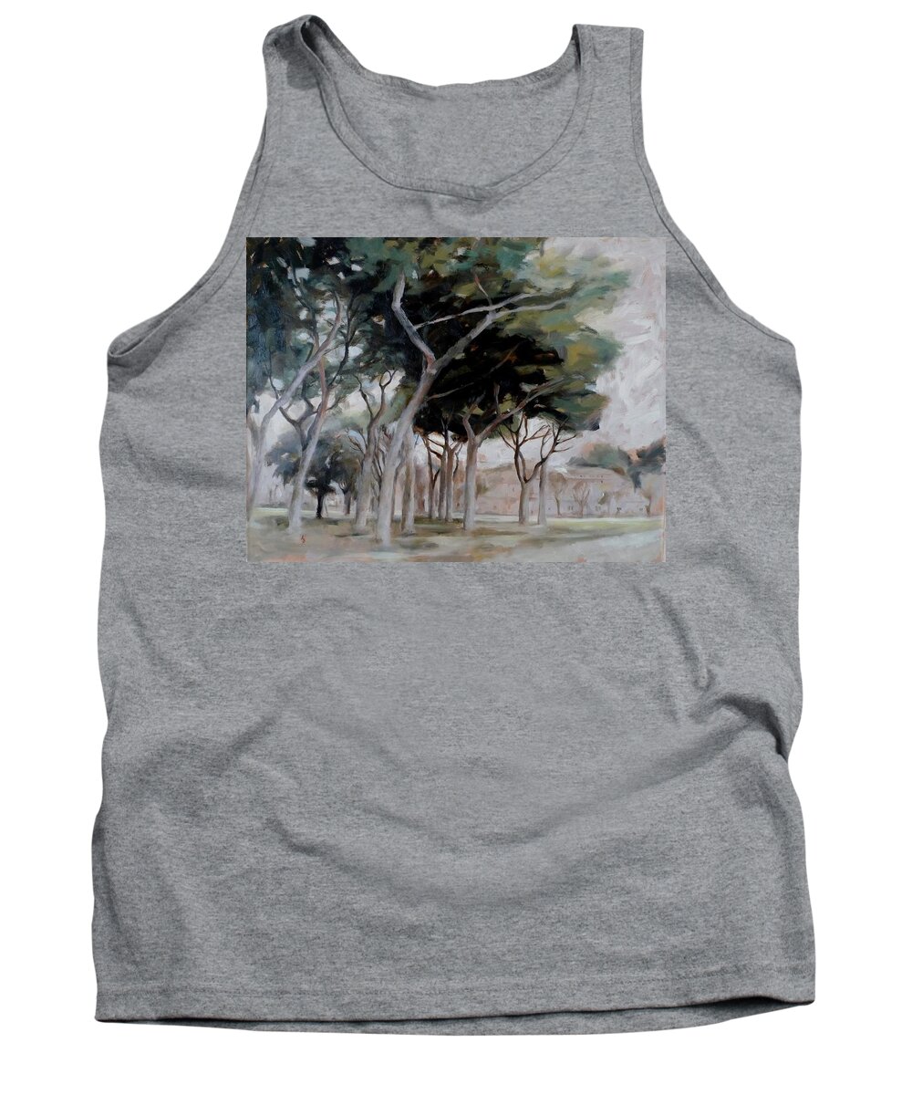Trees Tank Top featuring the painting Park in Rom by Karina Plachetka