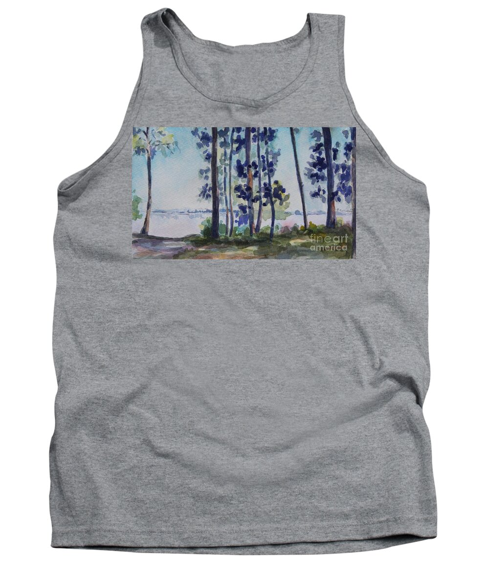 Nature Tank Top featuring the painting Park on Harvard Two by Jan Bennicoff