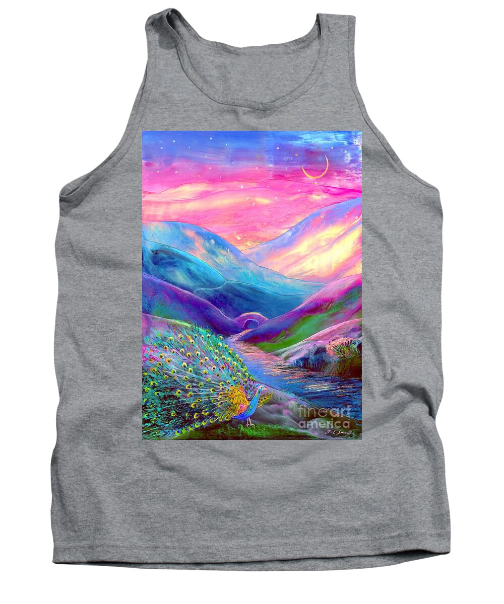 Colorful Tank Top featuring the painting Peacock Magic by Jane Small